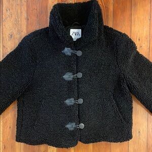 Zara Women’s Black Teddy Coat- Never Worn